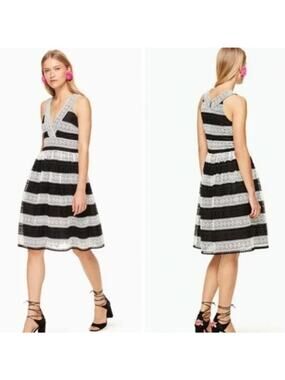 Kate spade scenic route lace dress Sz 2 colorblock cocktail striped A14c